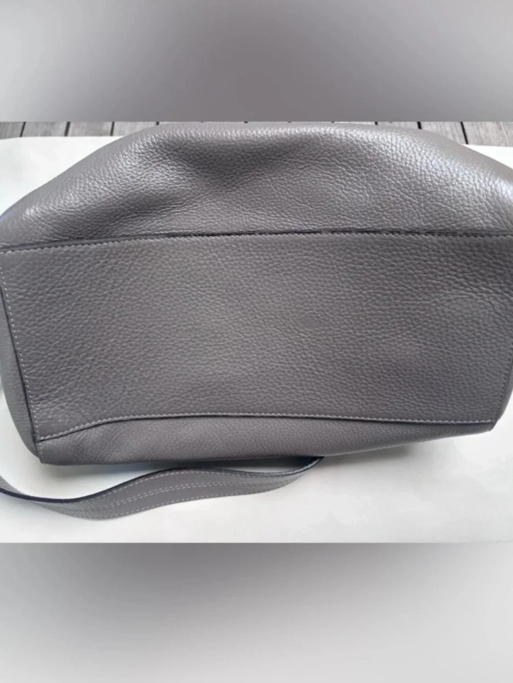 Johnny Was Taupe Gray Leather Tote Handbag Shoulder Bag